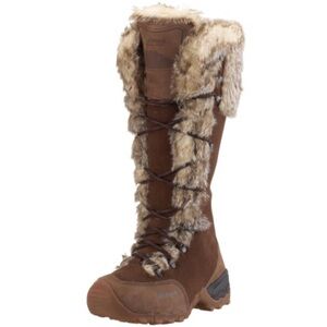 Brown Suede Ankle Booties with Faux Fur Trim